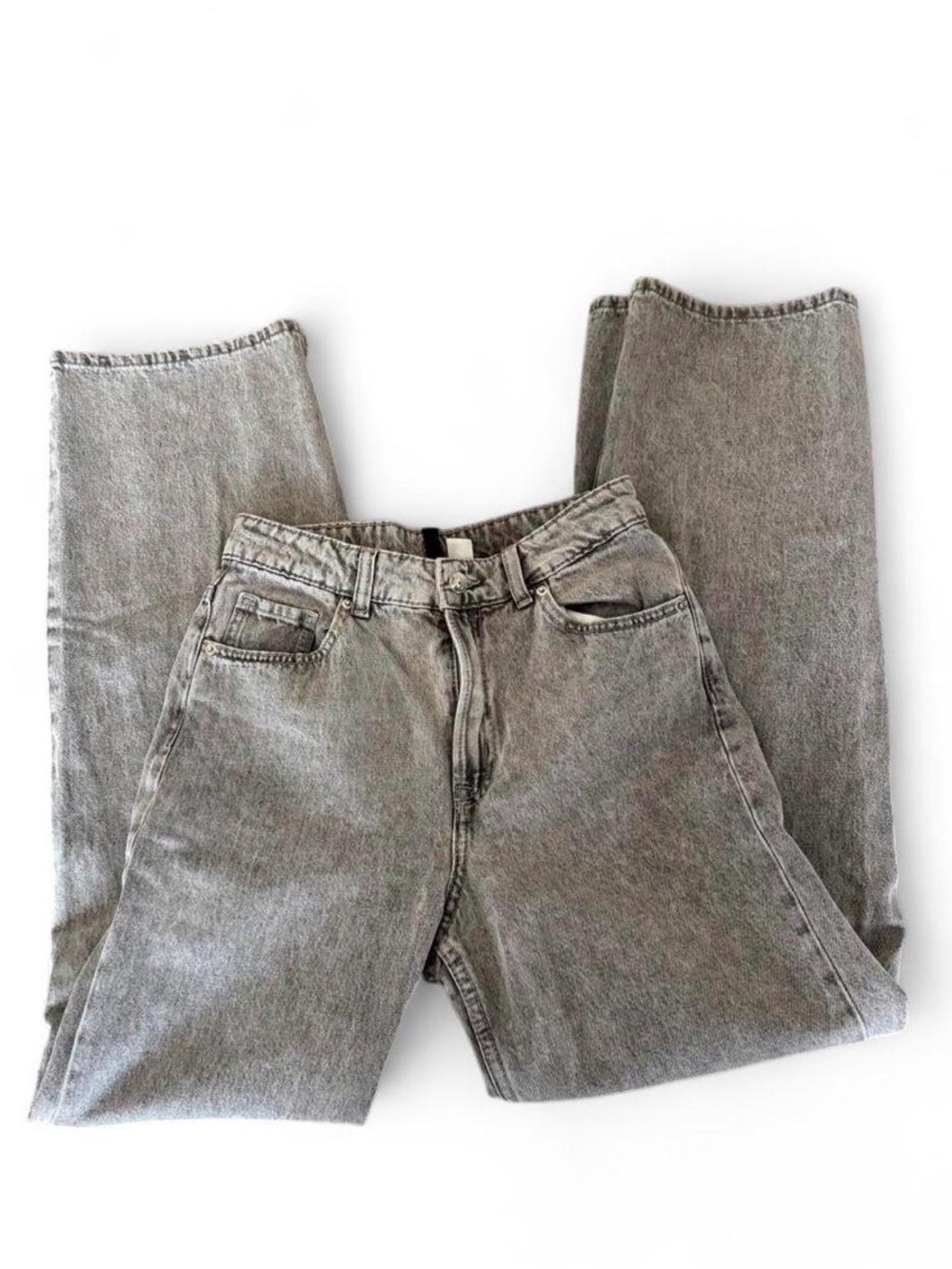 Divided High Waisted Straight Fit Grey Washed Jeans